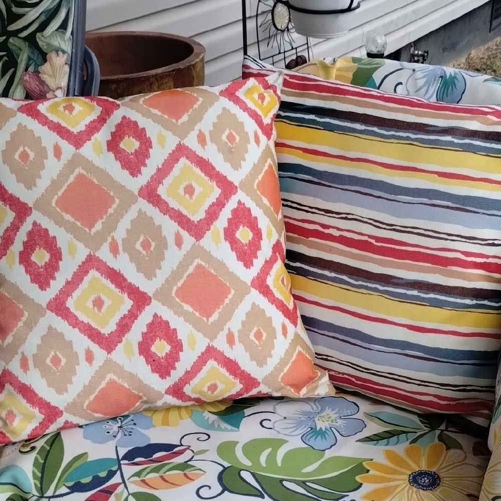 Colorful Geometric and Striped Throw Pillow Set Of Two